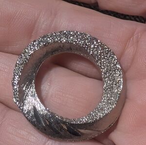 Vintage Mamselle Signed Silver Tone Circle Brooch Textured Geometric Minimalist